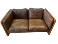 Banquette scandinave en teck massif et cuir 1970