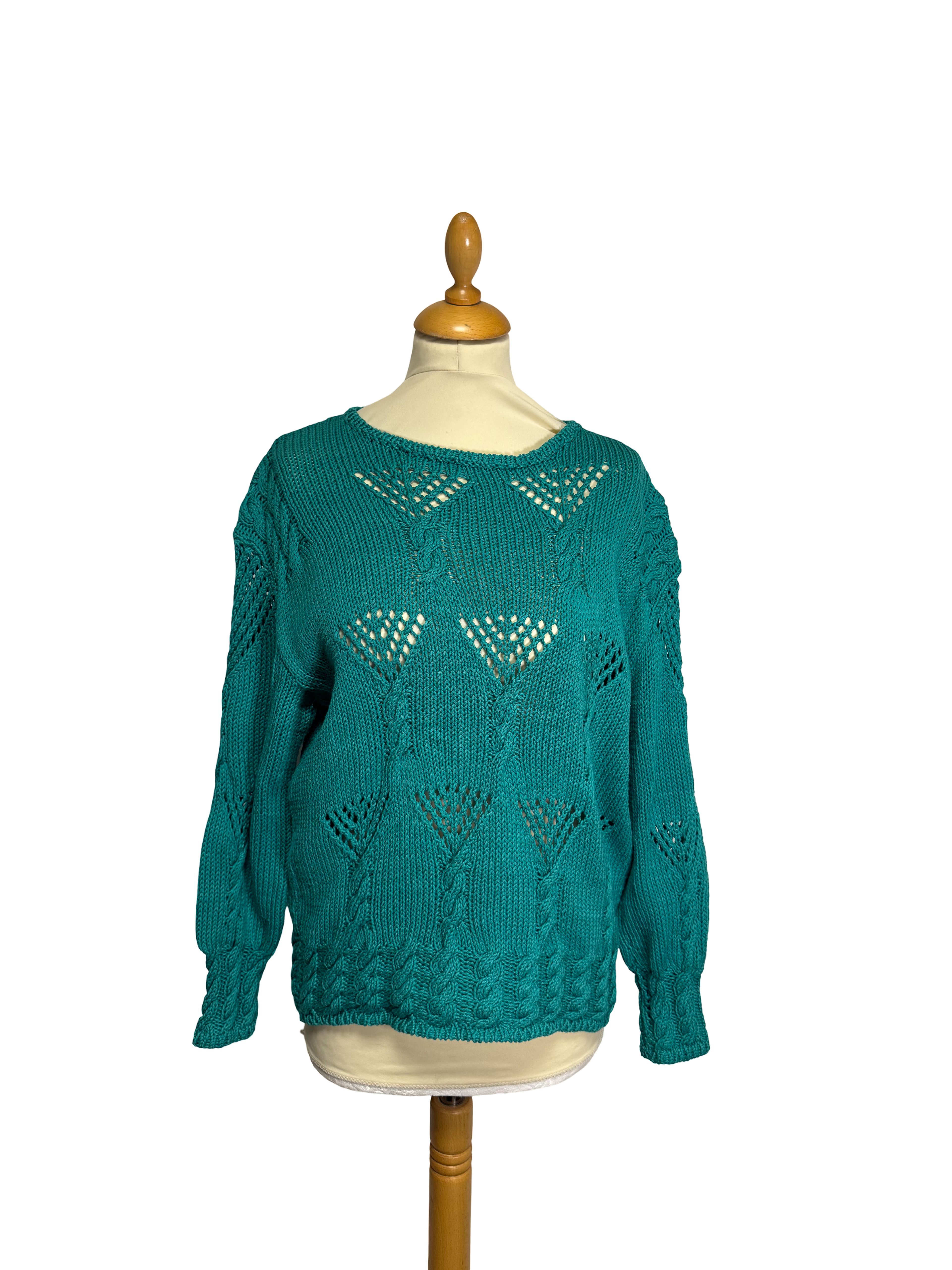 Pull ajourée vert