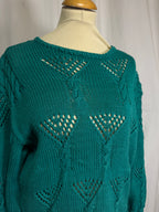 Pull ajourée vert