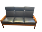 Banquette scandinave en teck massif et Skaï 1970