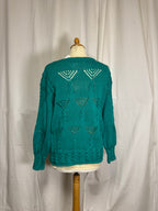 Pull ajourée vert