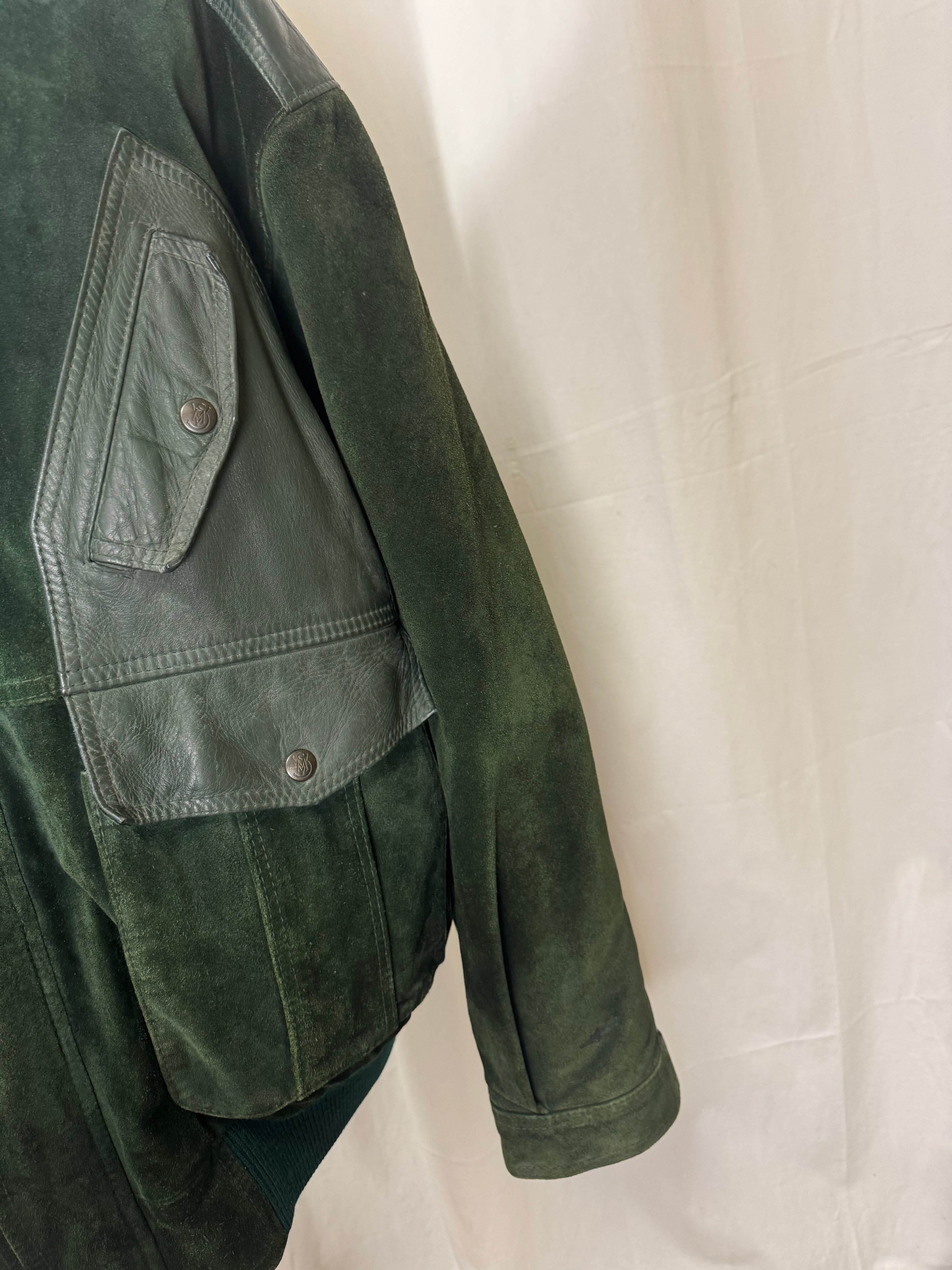 Veste en cuir vert 90s