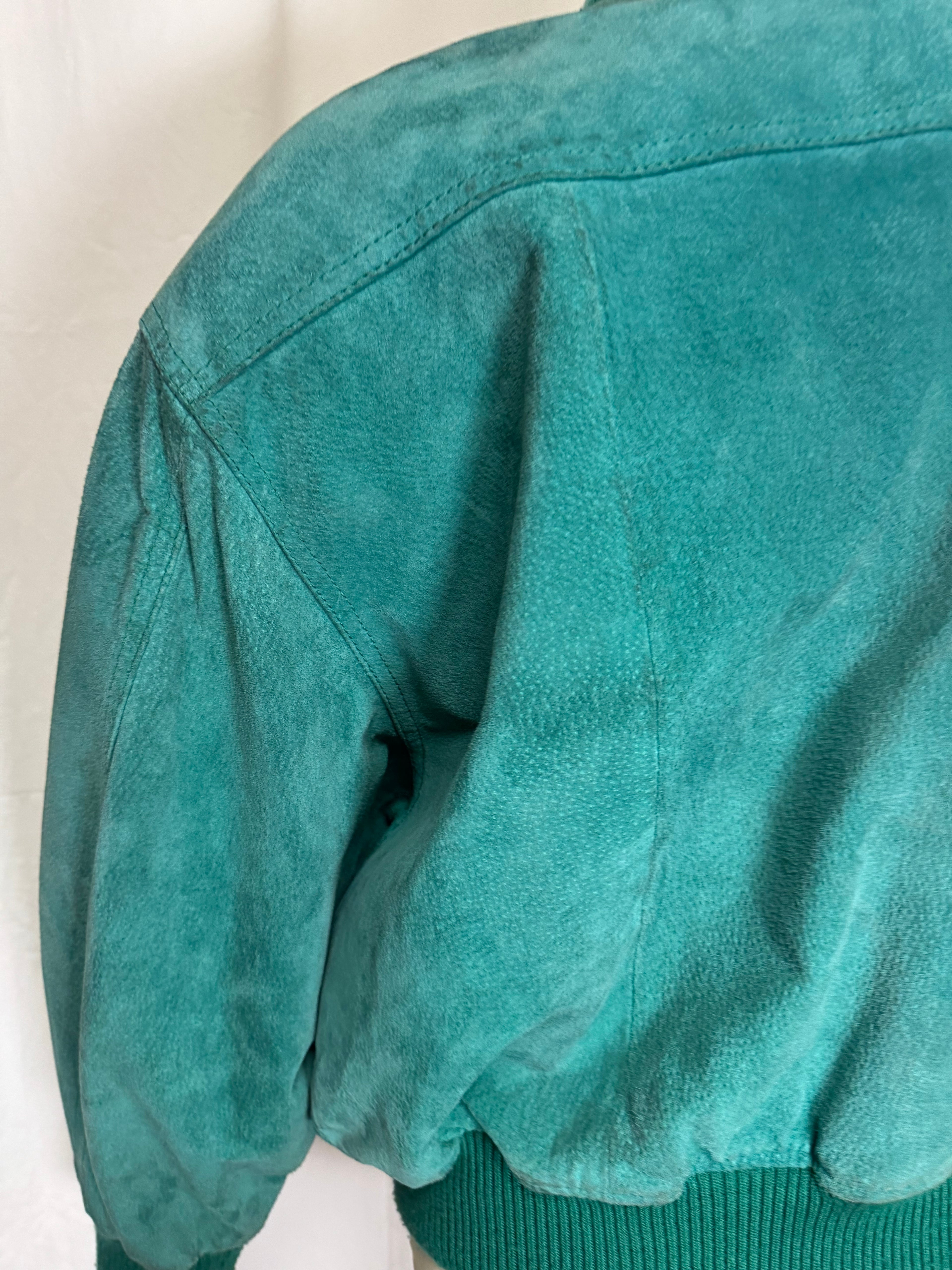 Bomber en cuir vert