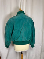Bomber en cuir vert