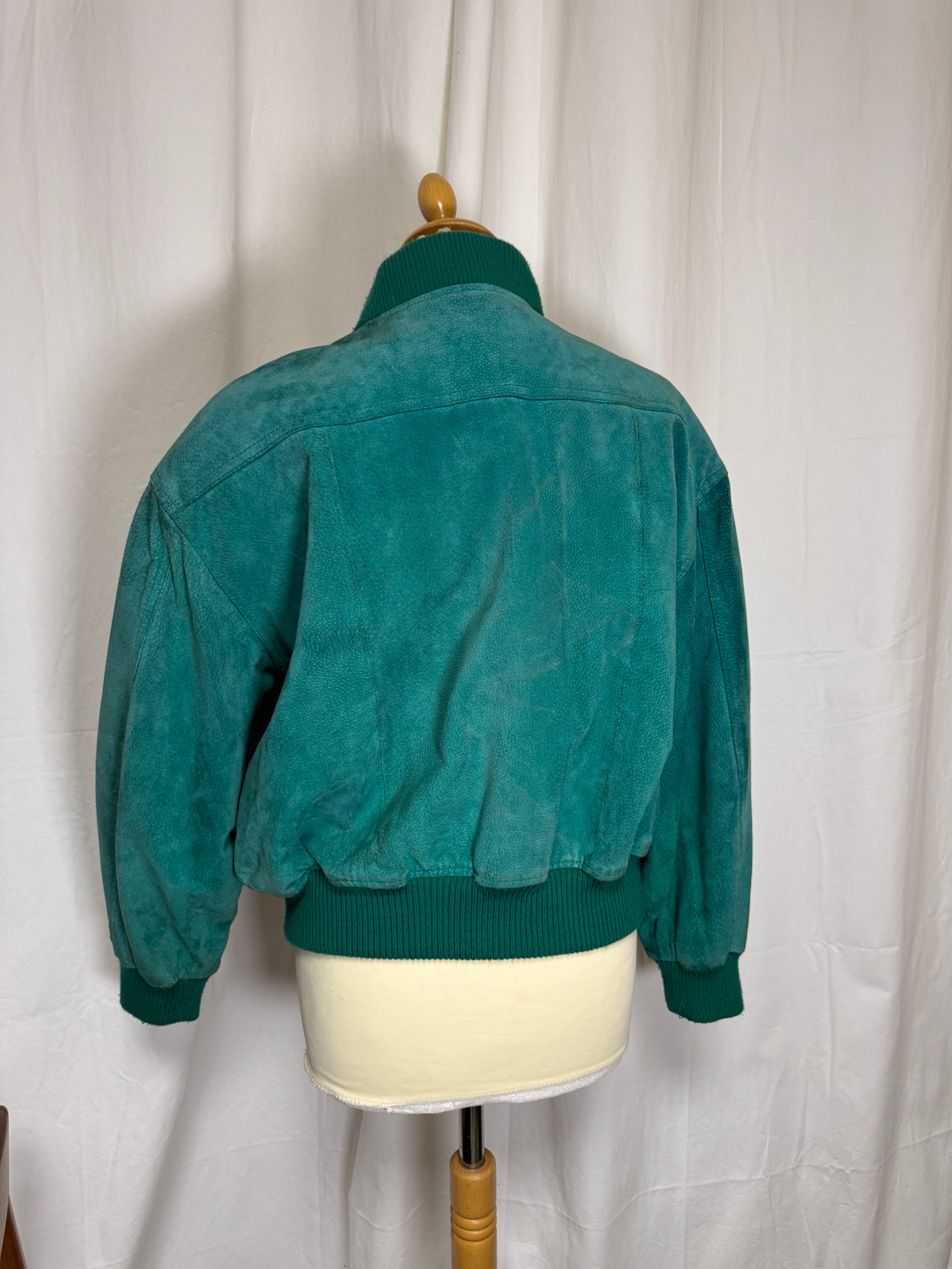 Bomber en cuir vert