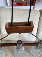 Suspension scandinave palissandre et chrome 1970