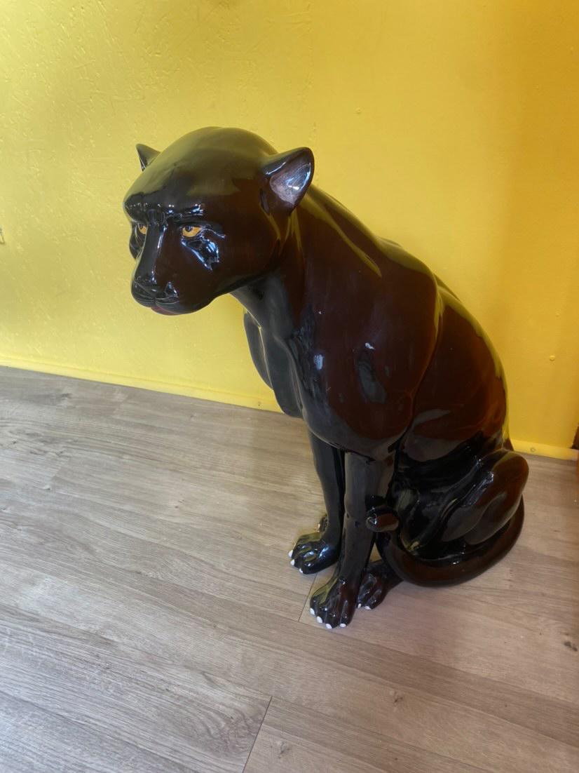 Panthère noire en céramique Vintage 70's