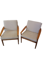 Paire de fauteuils scandinaves en frêne années 70's