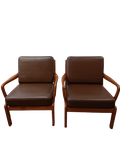 Paire de fauteuils scandinaves en teck massif et cuir Mickaël Laursen
