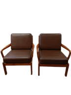 Paire de fauteuils scandinaves en teck massif et cuir Mickaël Laursen