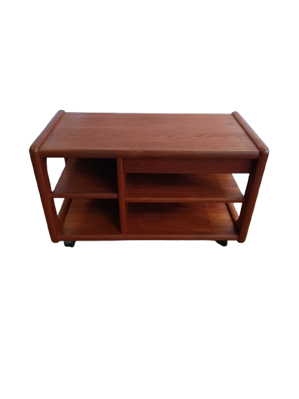 Desserte à roulettes scandinave en teck massif