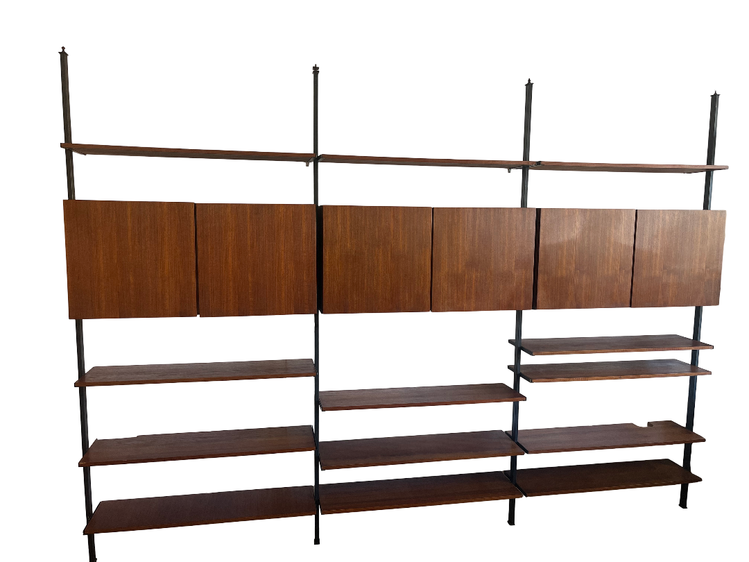 Bibliothèque scandinave en teck et acier 1970