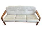 Banquette scandinave en teck massif et cuir 1970