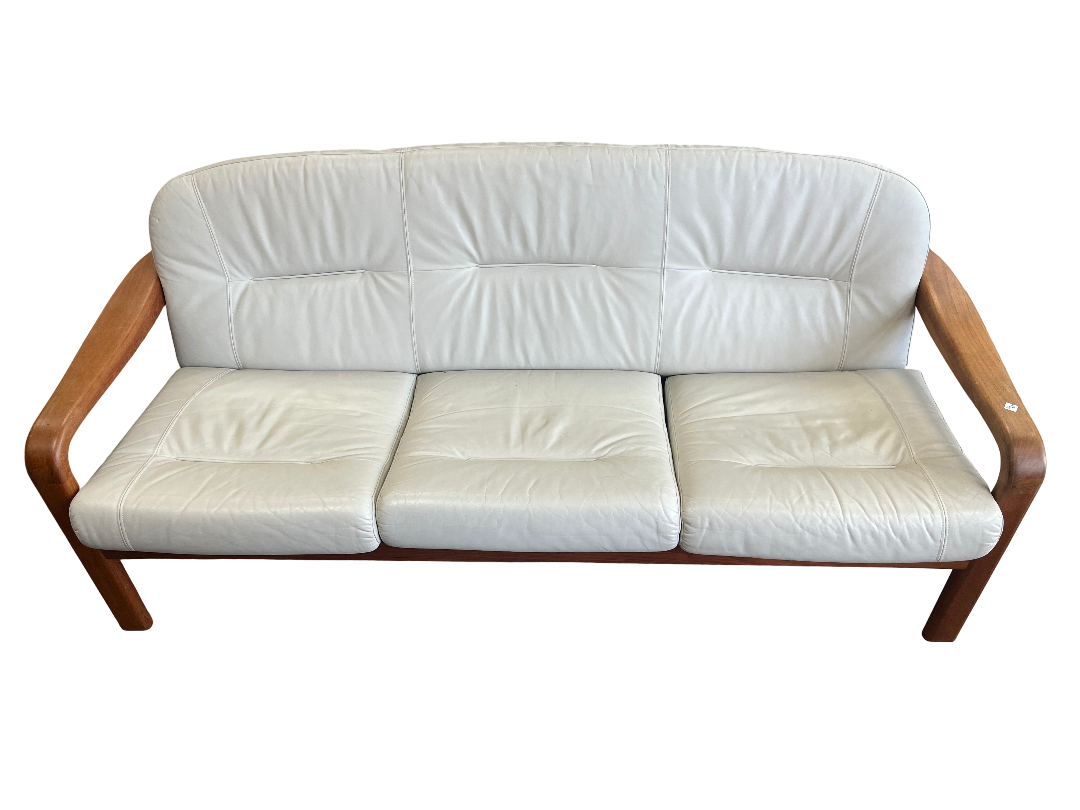 Banquette scandinave en teck massif et cuir 1970