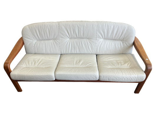 Banquette scandinave en teck massif et cuir 1970