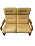Banquette deux places scandinave en teck massif et daim 1970