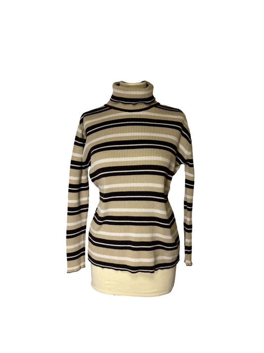 Pull col roulé à rayures