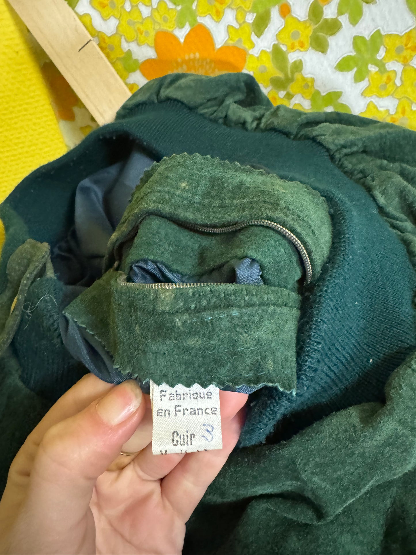 Blouson en daim vert