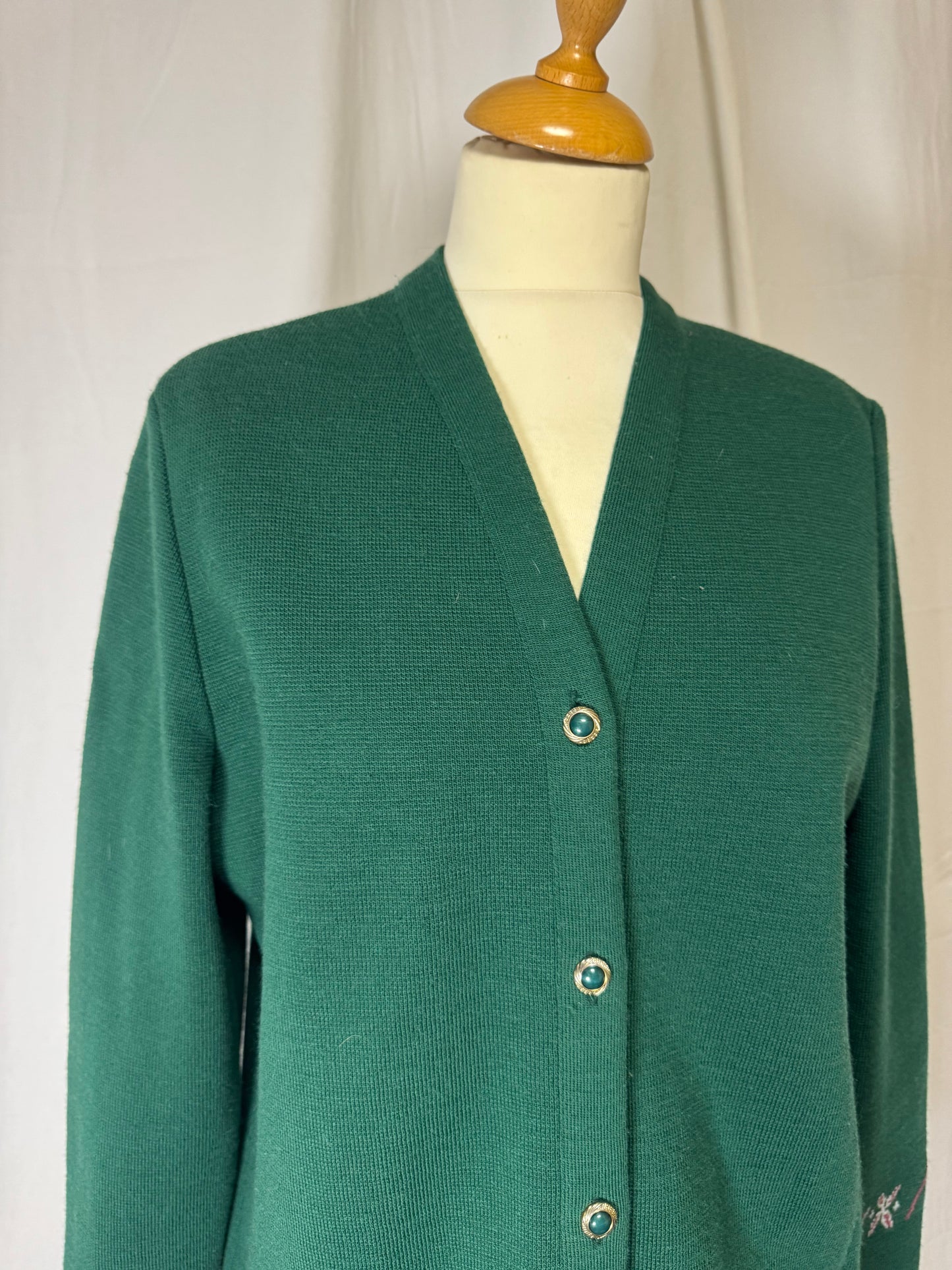 Cardigan vert à motifs
