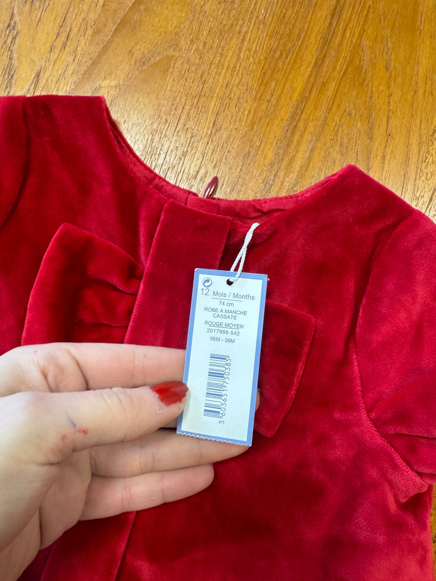 Robe en velours rouge Jacadi