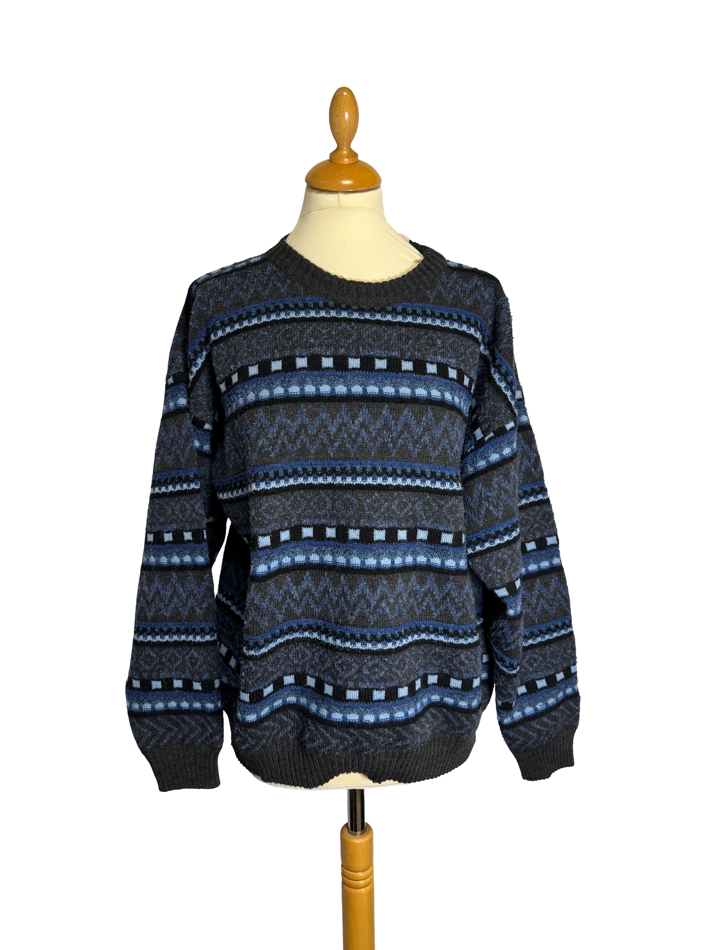 Pull jacquard bleu