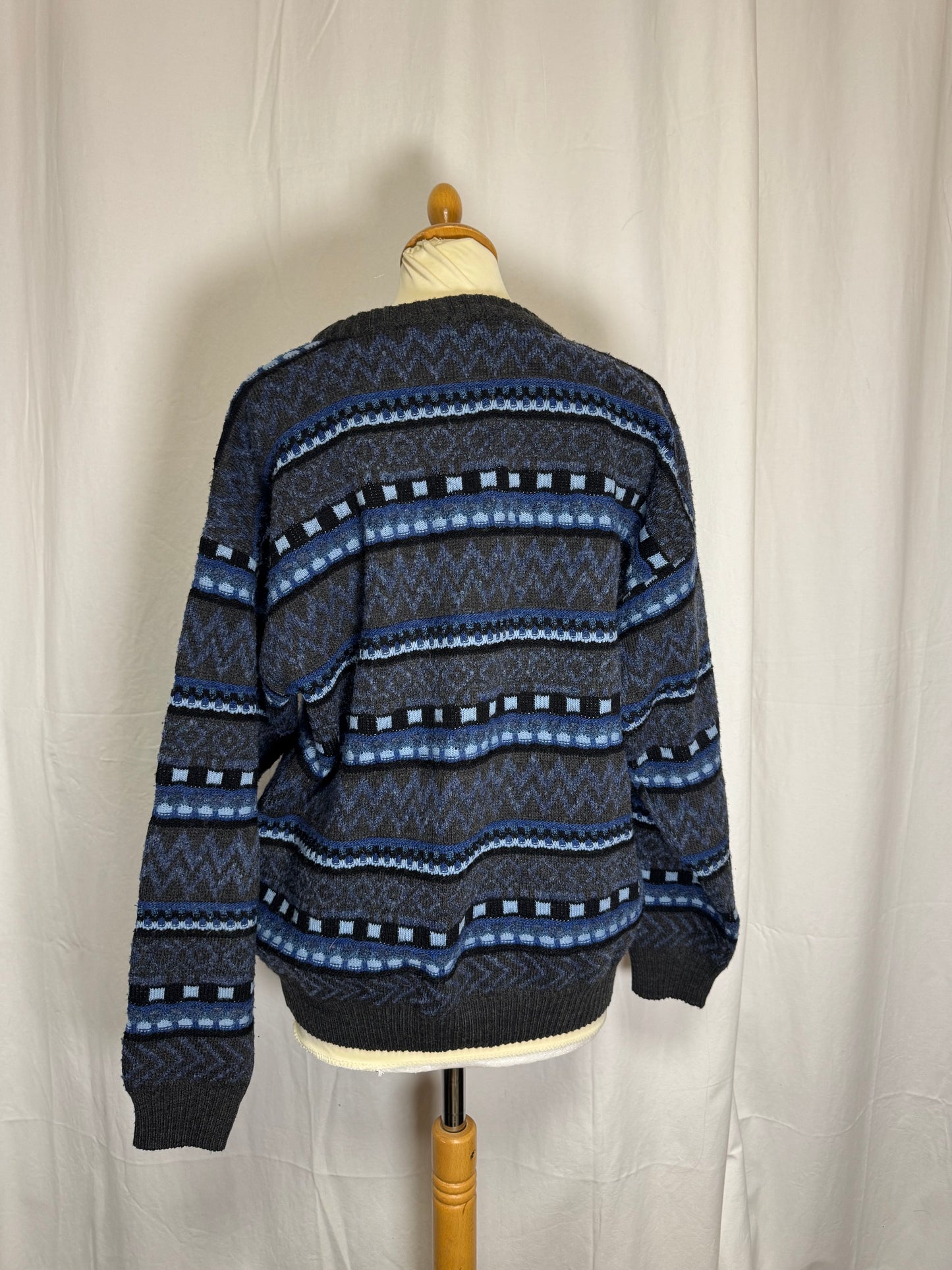 Pull jacquard bleu