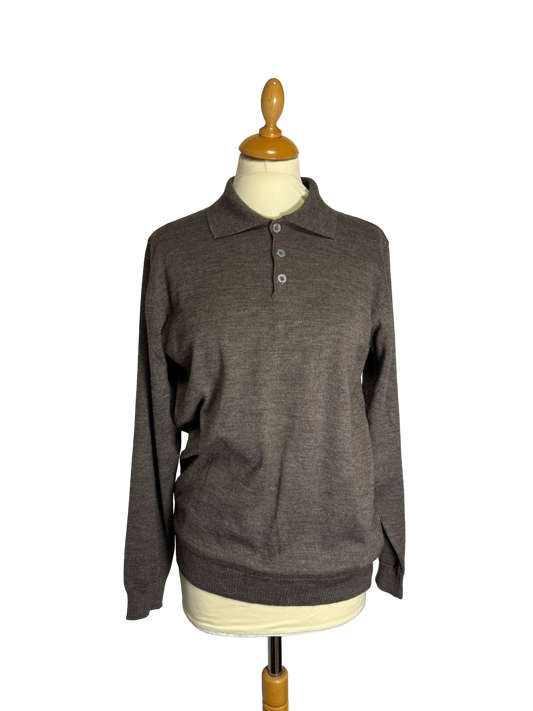Pull col polo marron