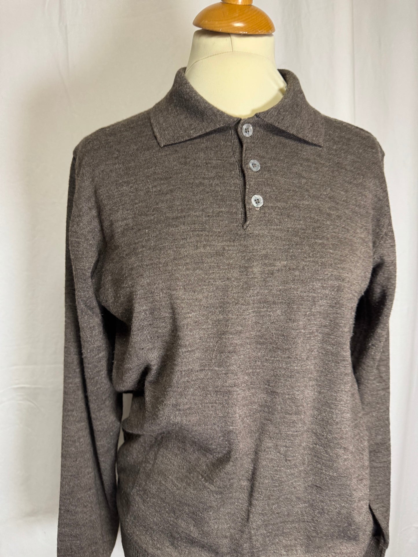 Pull col polo marron