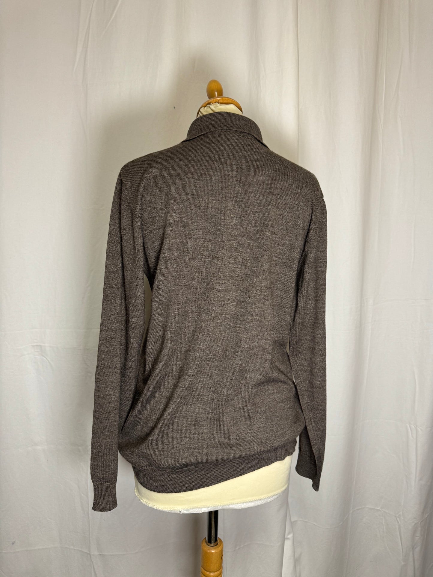 Pull col polo marron