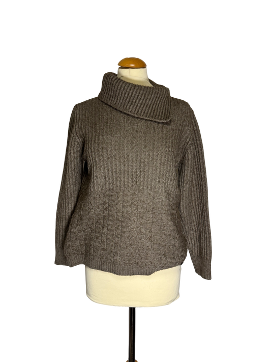 Pull grand col marron