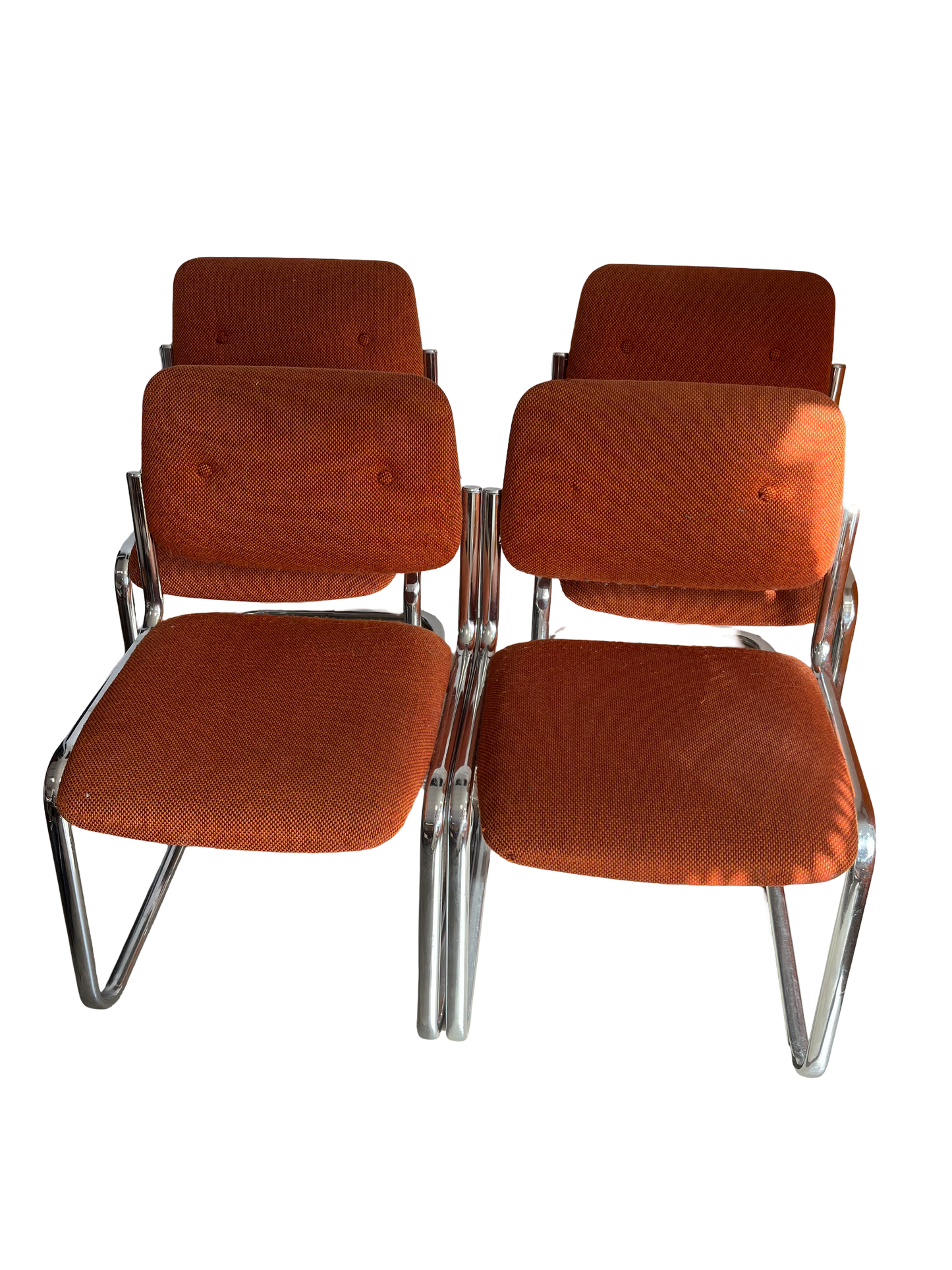 Chaises tubulaires orange 70s