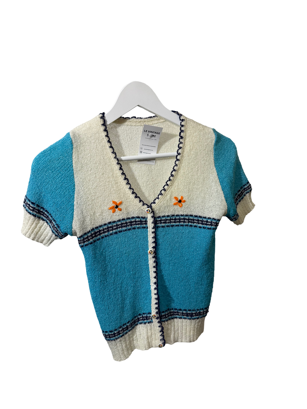 Cardigan bleu 70s