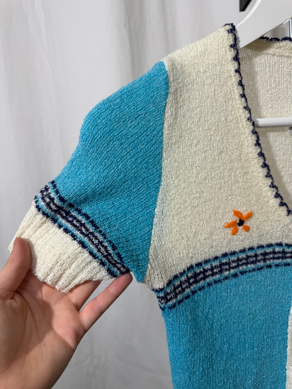 Cardigan bleu 70s