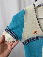 Cardigan bleu 70s