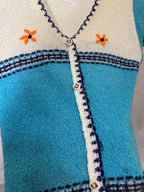 Cardigan bleu 70s