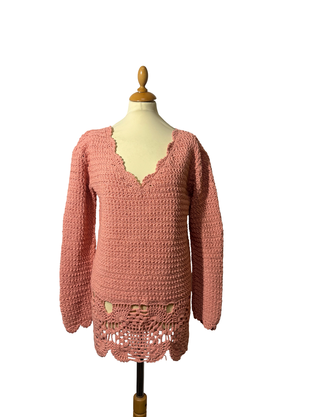 Pull ajourée rose