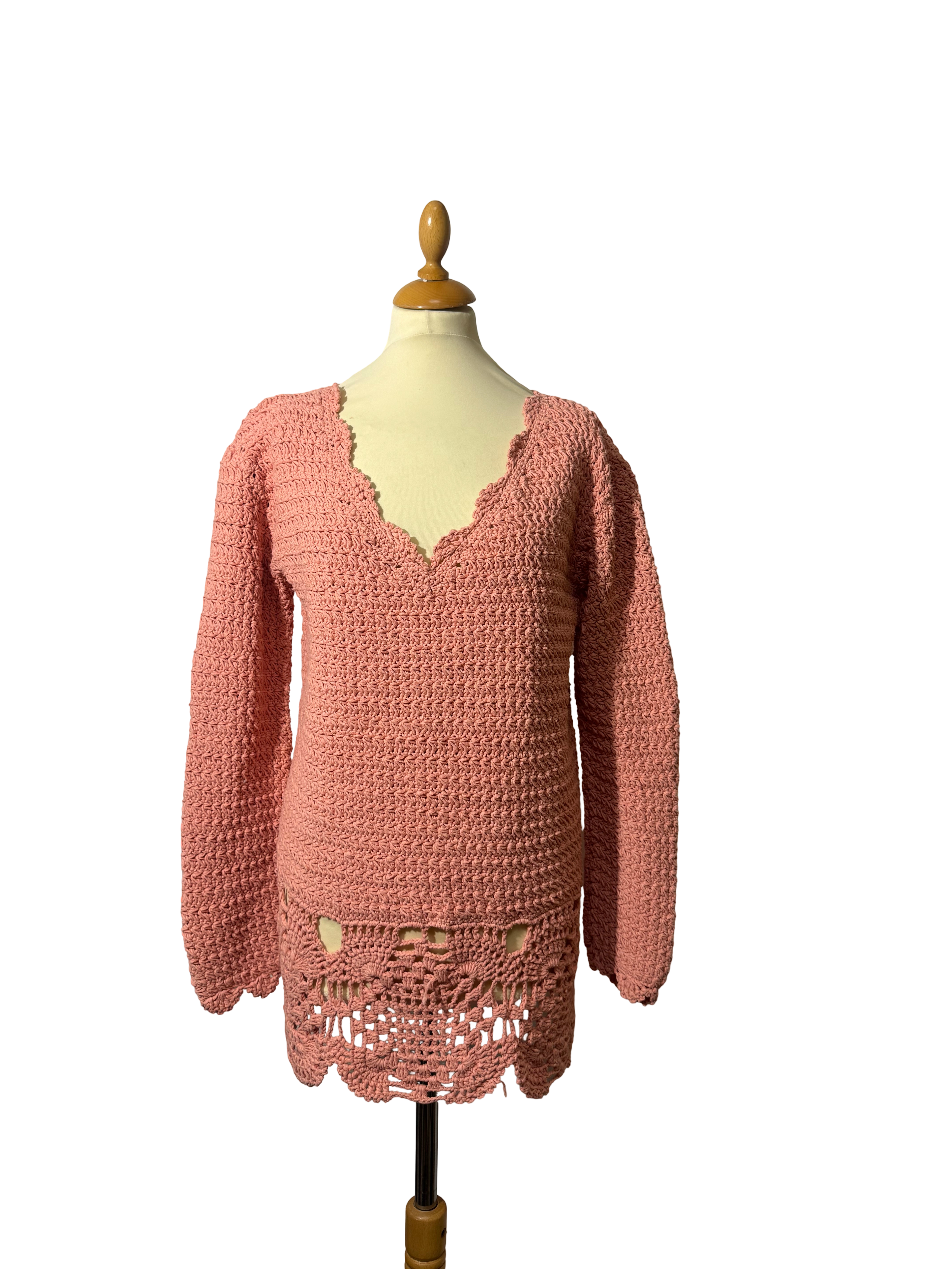 Pull ajourée rose