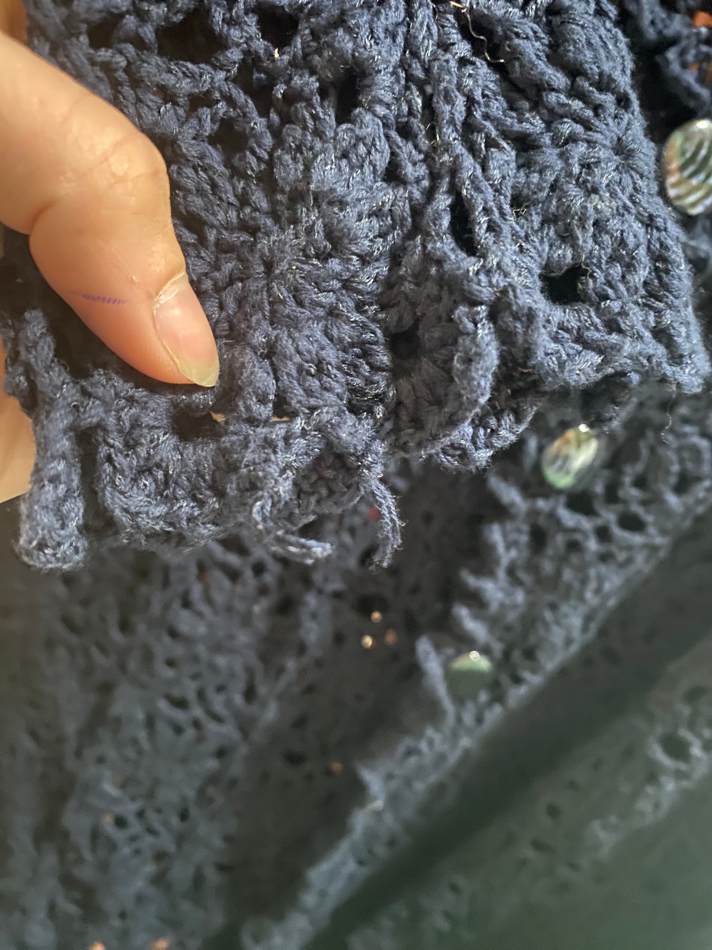 Cardigan en crochet 70s