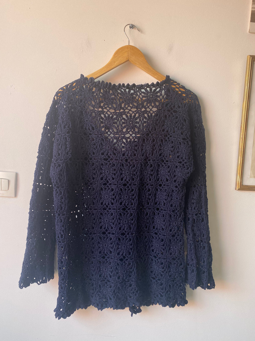 Cardigan en crochet 70s